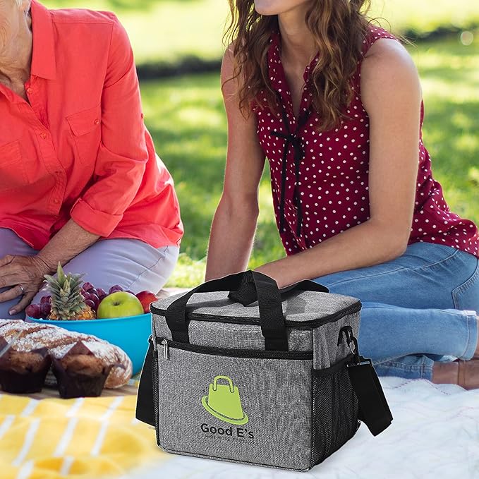 Good Eβs Reusable 6 Cups Insulated Beverage Bag, Portable Cooler Tote with 5 Divider, Shoulder Strap & Side Pockets, Drink Caddy Cup Holder Carrier for Delivery Travel, Insulated Picnic Bag (6 Cups)
