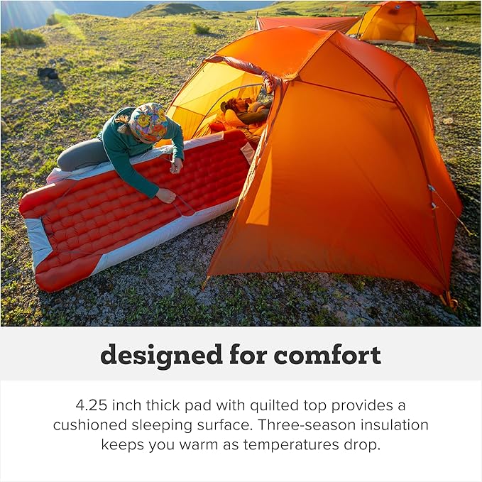 Big Agnes Rapide SL - Insulated Sleeping Pad, Ultralight, All Season Compact Backpacking and Hiking, Pumphouse Sack Included, Orange, 50x78 Tapered
