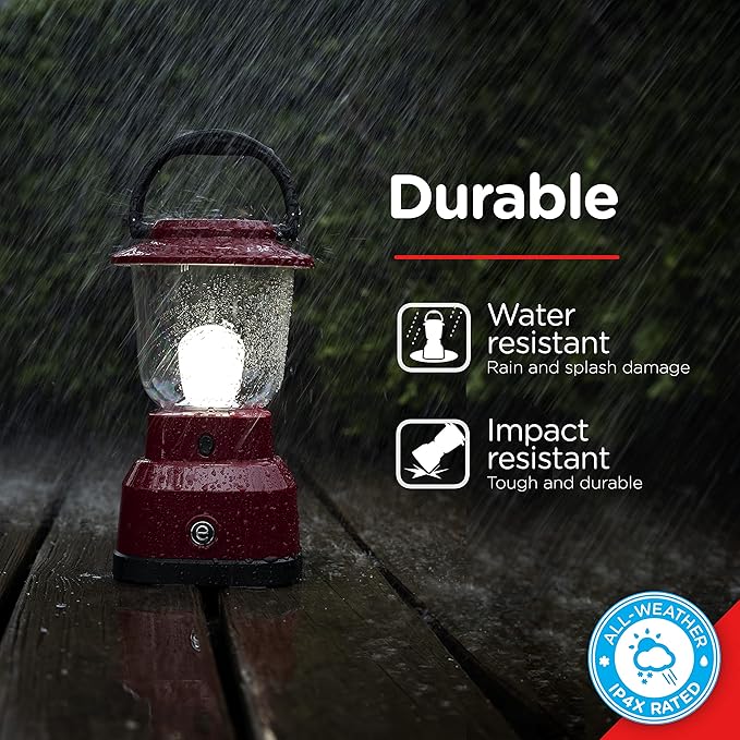 Enbrighten LED Large Camping Lantern, Battery Powered, USB Charging, 800 Lumens, 200 Hour Runtime, Carabiner Handle, Hiking Gear, Emergency Light, Blackout, Storm, Hurricane