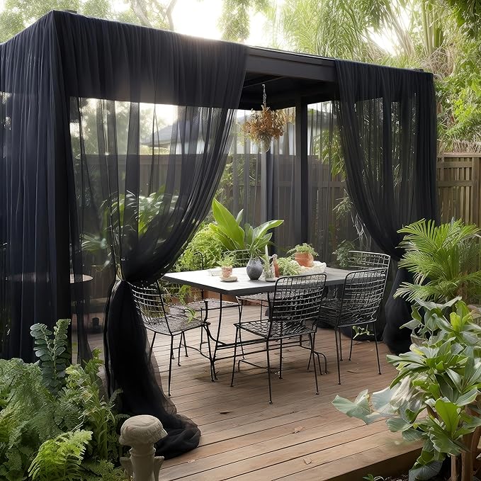 Netting Cover, 10x50 FT Black Garden-Netting, Polyester Mosquito Netting for Windows, Doors, Patio, Outdoor & Indoor Use, Multiple Sizes & Colors, Adjustable, Easy to Clean, Premium Quality