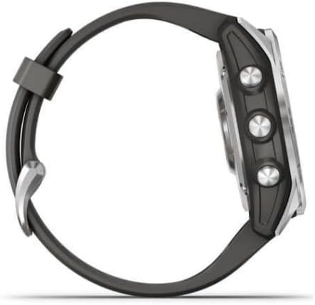 Garmin Fenix 7S, Smaller Sized Adventure smartwatch, Rugged Outdoor Watch with GPS, Touchscreen, Health and Wellness Features, Silver with Graphite Band