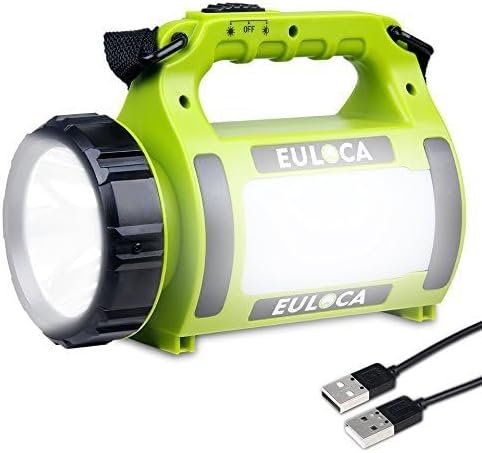 Rechargeable LED Spotlight, Multi Function Camping Lantern, 5 Light Modes, Power Bank, IPX4, Lantern Flashlight for Hurricane Emergency, Outag, Hiking, Home and More, USB Cable Included
