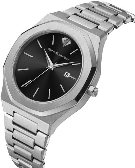 PIERRE RICHARDSON PR5428 Men’s Luxury Watch – Japanese Quartz Movement, Stainless Steel, 41mm, 5ATM Water Resistant, Scratch-Resistant Sapphire Crystal Glass – Classic Dress Watch for Men