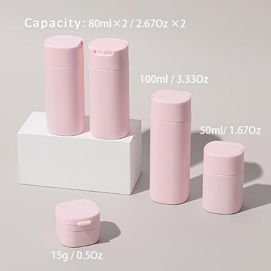 5pcs Travel Cream Dispenser Bottles Set Travel Bottles Toiletry Containers Set, TSA Approved, Travel Essentials