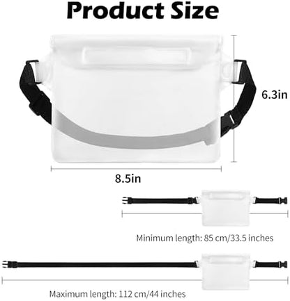 2-Pack Waterproof Pouch with Adjustable Waist Strap, Waterproof Dry Bag, Keeps Cell Phones and Valuables Safe and Dry, Perfect for Kayaking, Beach, Camping and Swimming (Black)