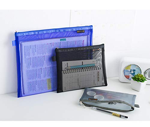 Clear Cosmetic Bags Zip Makeup Mesh Bags Pencil Case Pouch Travel Toiletry Kit Set Storage Case (Dark Blue)
