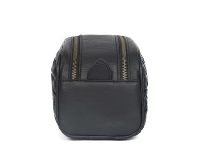 10" Premium Leather Toiletry Travel Pouch With Waterproof Lining | King-Size Handcrafted Vintage Dopp - Kit, Gift for Father's Day By Aaron Leather Goods (Black)