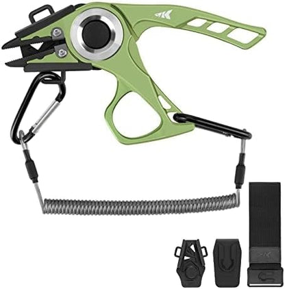 KastKing Micro Gila Fishing Pliers, Integrated Finger Hole, Aircraft Grade Aluminum, Fishing Tools, Saltwater Resistant Fishing Gear, Tungsten Carbide Cutters, Olive