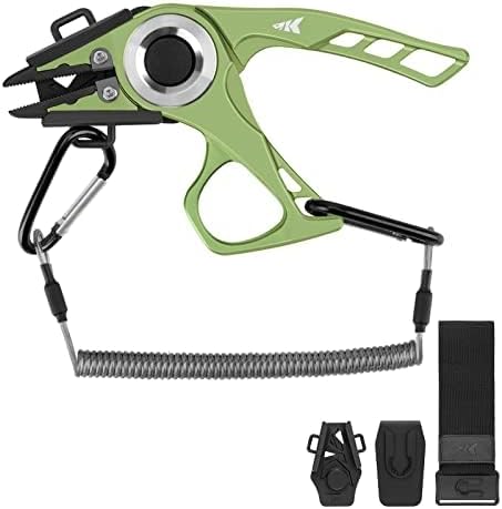 KastKing Micro Gila Fishing Pliers, Integrated Finger Hole, Aircraft Grade Aluminum, Fishing Tools, Saltwater Resistant Fishing Gear, Tungsten Carbide Cutters, Olive
