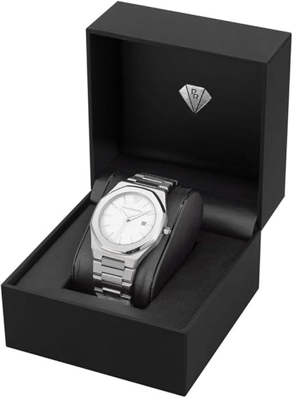 PIERRE RICHARDSON PR5428 Men’s Luxury Watch – Japanese Quartz Movement, Stainless Steel, 41mm, 5ATM Water Resistant, Scratch-Resistant Sapphire Crystal Glass – Classic Dress Watch for Men