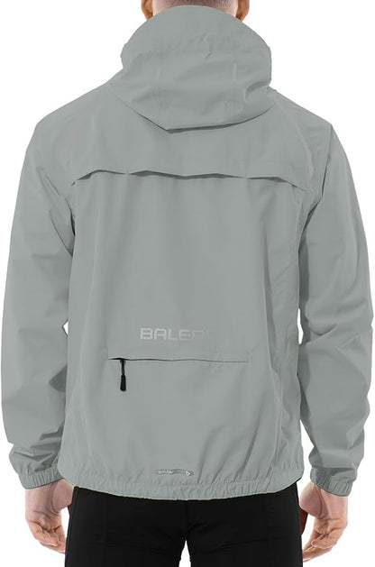 baleaf Men's Rain Jacket Waterproof Windbreaker Running Cycling Golf Hiking Gear Hood Lightweight Reflective Packable