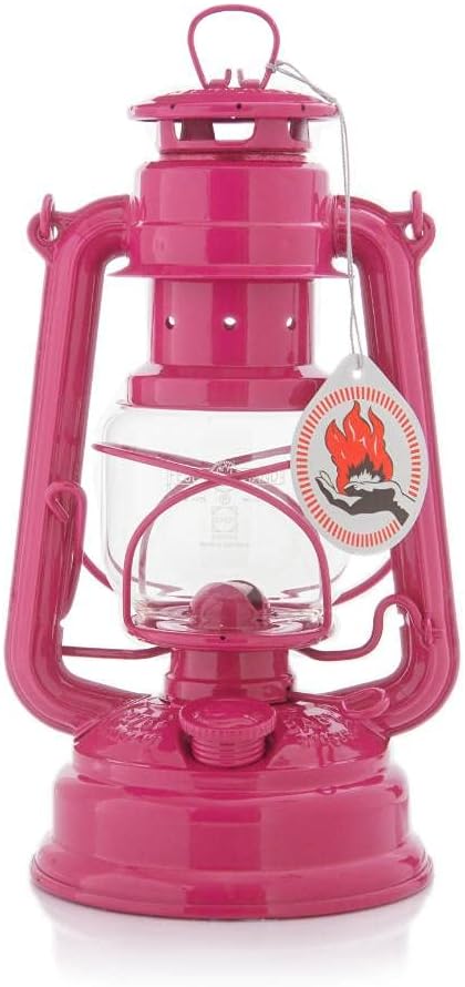 Outdoor Kerosene Fuel Lantern, German Made Weather Resistant Baby Special 276 Galvanized Hurricane Lamp for Camping or Patio, 10 Inches, Telemagenta