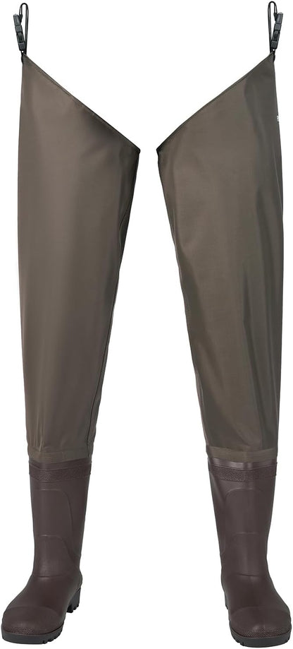 Hip Waders Waterproof Hip Boots Cleated 2-Ply Nylon/PVC Fishing Hip Wader