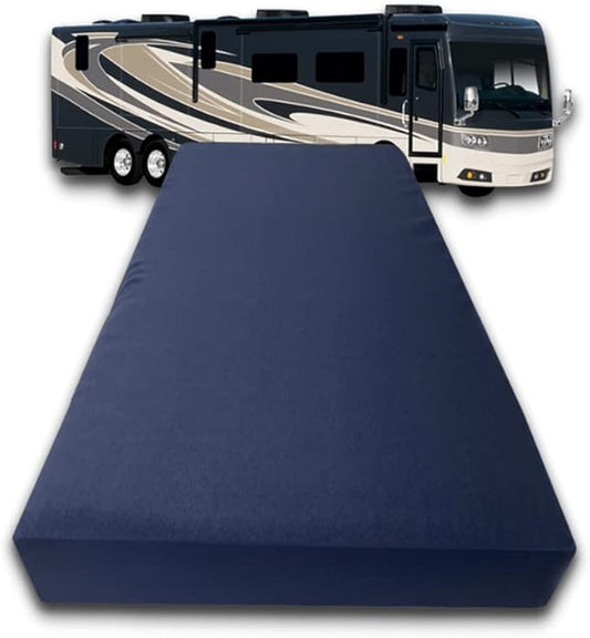 FoamRush 6-Inch Truck (36" x 76") High Density Foam RV Mattress Replacement with Canvas Navy Cover, Medium Firm, Made in USA, Camper Trailer, Removable Water-Resistant Outdoor/Indoor Cover w Zip