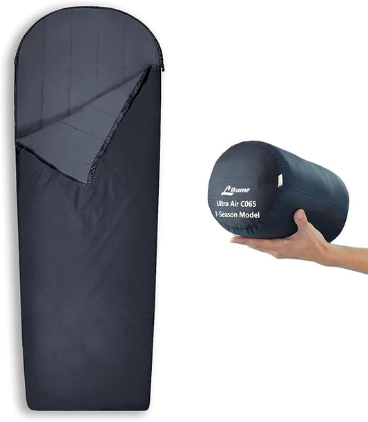 Compact Velvet Lined Sleeping Bag, Lightweight Three Season Sleeping Bag, Water Repelling Sack for Warm and Cold Weather, Comfortable, Backpacking, Hiking, Camping, Traveling