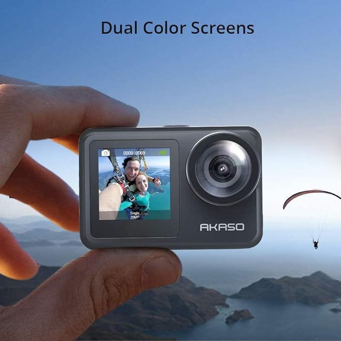 AKASO Brave 7 LE 4K30FPS 20MP WiFi Action Camera with Touch Screen EIS 2.0 Zoom Remote Control 131ft Waterproof Underwater Camera with Waterproof Floating Hand Grip and Carrying Case Bundle
