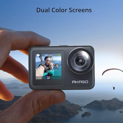 AKASO Brave 7 LE 4K30FPS 20MP WiFi Action Camera with Touch Screen EIS 2.0 Zoom Remote Control 131ft Waterproof Underwater Camera with Waterproof Floating Hand Grip and Carrying Case Bundle
