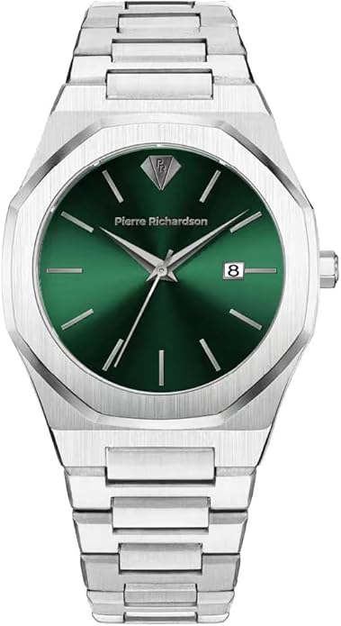 PIERRE RICHARDSON PR5428 Men’s Luxury Watch – Japanese Quartz Movement, Stainless Steel, 41mm, 5ATM Water Resistant, Scratch-Resistant Sapphire Crystal Glass – Classic Dress Watch for Men