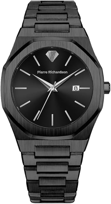 PIERRE RICHARDSON PR5428 Men’s Luxury Watch – Japanese Quartz Movement, Stainless Steel, 41mm, 5ATM Water Resistant, Scratch-Resistant Sapphire Crystal Glass – Classic Dress Watch for Men