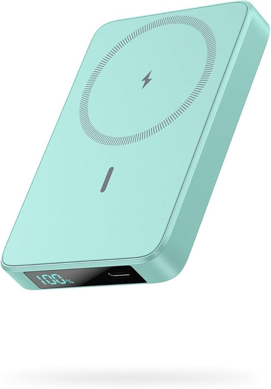 Magnetic Portable Charger Power Bank,Compact 10800mAh LCD Display Wireless Portable Charger,20W PD USB-C in&out Battery Pack Compatible with Magsafe,iPhone 15/15 Plus/15 Pro Max/14/13/12 Series-Green