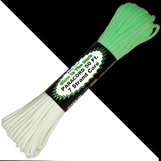 Paracord Planet Glow in The Dark 550lb Paracord – 7 Strand Luminous Parachute Cord for Nighttime Outdoor Utility – 50 ft