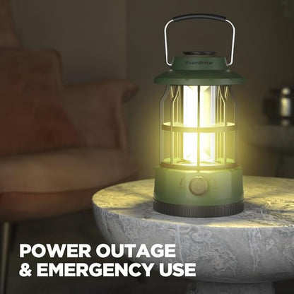 EverBrite LED Camping Lantern, USB C Rechargeable Lantern with Stepless Dimming, Vintage Portable Camping Lights & Lanterns, Lanterns for Power Outages, Hurricane, Emergency, Fishing, Home and More