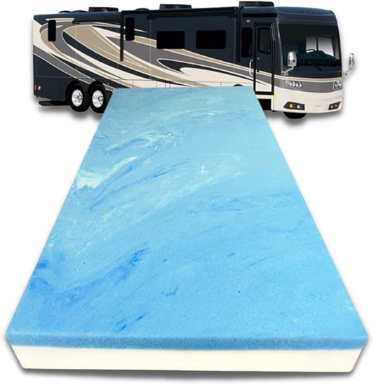 FoamRush 6-Inch Bunk (28" x 72") Mattress Cooling Gel Memory Foam RV Mattress Replacement, Medium Firm, Comfort, Pressure Relief Support, Made in USA, Travel Camper Trailer Truck, Cover Not Included