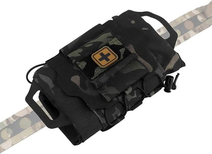 SABADO Rapid Deploy IFAK Pouch First Aid Kits Pack Tactical Two-piece System Medical Supply Holder Roll Carrier Hypalon Handle Outdoor Sport Hunting Bag Laminated Matting Fabric