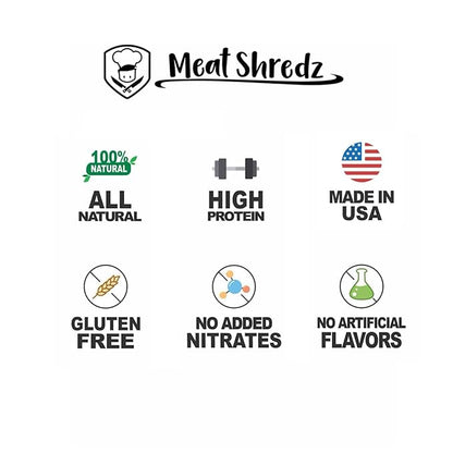 Meat Shredz - Premium Dried Pulled Pork (Carolina BBQ - Sweet Mustard, 4 Pack) | Gluten Free | High Protein & Low Sugar | Bacon Bits | Dehydrated Backpacking & Camping Food | Shredded, Dried Jerky Chew Snack