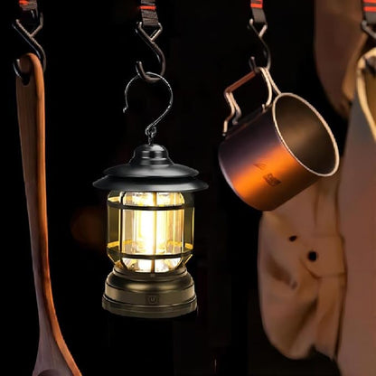Rechargeable Lanterns for Camping,Outdoor Camping Light with USB Charging Port,Fearless of Wind and rain,Suitable for Garden,Courtyard,and Lawn use（Black）