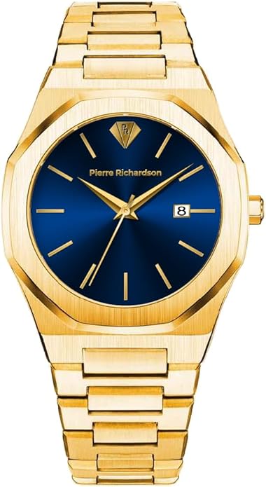 PIERRE RICHARDSON PR5428 Men’s Luxury Watch – Japanese Quartz Movement, Stainless Steel, 41mm, 5ATM Water Resistant, Scratch-Resistant Sapphire Crystal Glass – Classic Dress Watch for Men