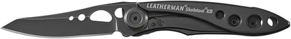 LEATHERMAN, Skeletool KB Pocketknife with Straight Edge, Stainless Steel Blade and Bottle Opener, Onyx