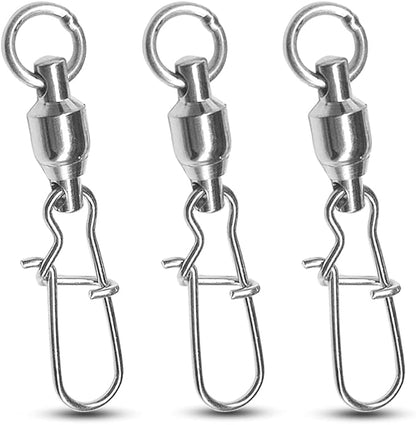 Atibin High Strength Fishing Swivels Tackle Stainless Connector Fishing Snaps Swivel Steel Lock Snap Swivels Saltwater Line Lure Connector