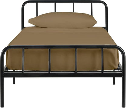 4 PC Cot Sheet Set 33x75, 100% Cotton Fitted Cot Sheet- Perfect for Narrow Twin/Rv Bunk/Camping Cot/Guest Bed Replacement, Sheets for Cot Bunk Bed-Fits Upto 4-8" Deep Mattress- Taupe Solid