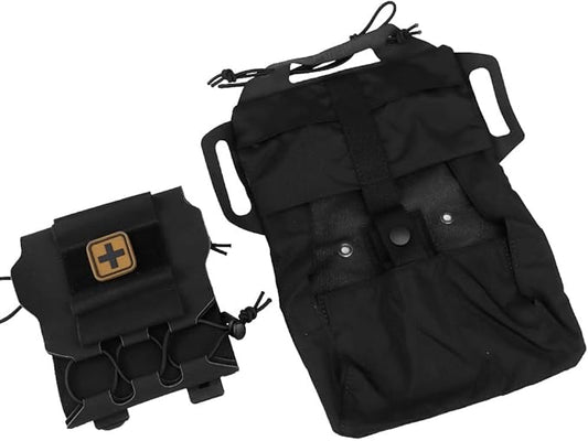SABADO Rapid Deploy IFAK Pouch First Aid Kits Pack Tactical Two-piece System Medical Supply Holder Roll Carrier Hypalon Handle Outdoor Sport Hunting Bag Laminated Matting Fabric