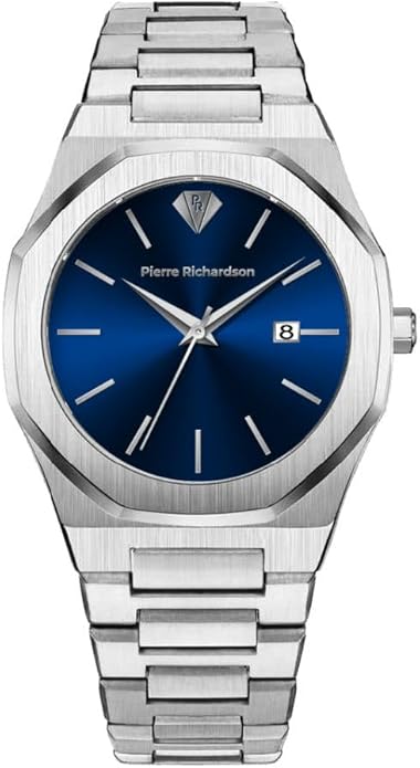 PIERRE RICHARDSON PR5428 Men’s Luxury Watch – Japanese Quartz Movement, Stainless Steel, 41mm, 5ATM Water Resistant, Scratch-Resistant Sapphire Crystal Glass – Classic Dress Watch for Men