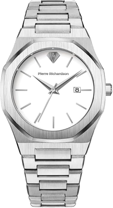 PIERRE RICHARDSON PR5428 Men’s Luxury Watch – Japanese Quartz Movement, Stainless Steel, 41mm, 5ATM Water Resistant, Scratch-Resistant Sapphire Crystal Glass – Classic Dress Watch for Men