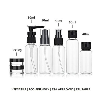 Travel Size Bottles Containers for Toiletries with Toiletry Bag Kit for Liquids, Leak-Proof & TSA Approved Carry-on for Airplane - Women/Men