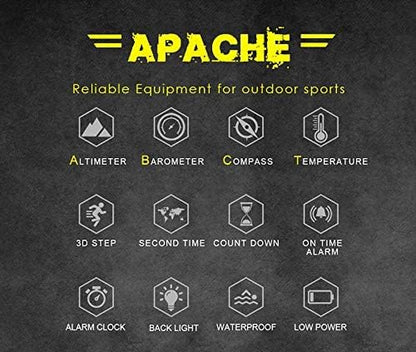 North Edge Apache Tactical Sports Watches for Men , Outdoor Survival Military Compass Rock Solid Digital Watches with Durable Band, Steps Tracker Pedometer Calories (Green)…