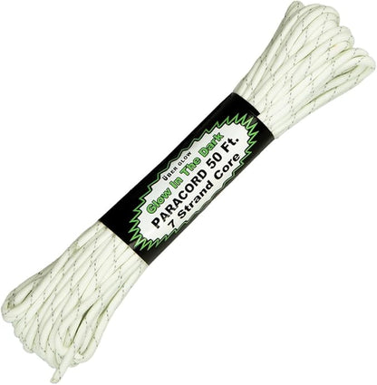 Paracord Planet Glow in The Dark 550lb Paracord – 7 Strand Luminous Parachute Cord for Nighttime Outdoor Utility – Reflective (50 ft)