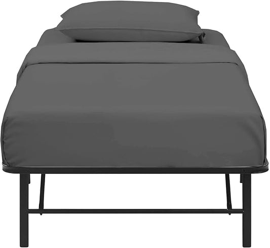 4 PC Cot Sheet Set 25x75, 100% Cotton Fitted Cot Sheet- Perfect for Narrow Twin/Rv Bunk/Camping Cot/Guest Bed Replacement, Sheets for Cot Bunk Bed-Fits Upto 4-8" Deep Mattress- Dark Grey Solid