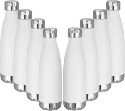 VEGOND 17oz Stainless Steel Water Bottles Bulk, Reusable Metal Sports Water Bottle Keeps Drink Hot and Cold, BPA Free Double Wall Vacuum Cola Shape Insulated Water Bottles for Camping Gym, 8 Pack
