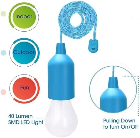 LED Pull Cord Light Bulb 4 Pack, LED Camping Lantern Lights Hanging Tent Lamp Light Bulbs for Camping, Hiking, Home Decor, Hurricane Emergency, Storms, Outages and More (4pcs Black)