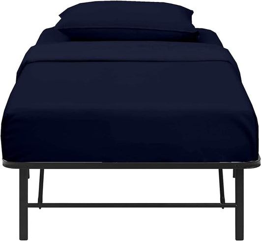 NON Sticky cotton 4 PC Cot Sheet Sets 28x75,100% Fitted Cot Sheet- Perfect Narrow Twin/Rv Bunk/Camping Cot/Guest Bed Replacement,Sheets Cot Bunk Bed-Fits Upto 4-8'' Deep Mattress- Navy Blue Solid