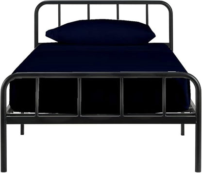 NON Sticky cotton 4 PC Cot Sheet Set 25x75, 100% Cotton Fitted Cot Sheet- Perfect for Narrow Twin/Rv Bunk/Camping , Sheets Cot Bunk Bed-Fits Upto 4-8'' Deep Mattress- Navy Blue Solid,(New_cotset_019)