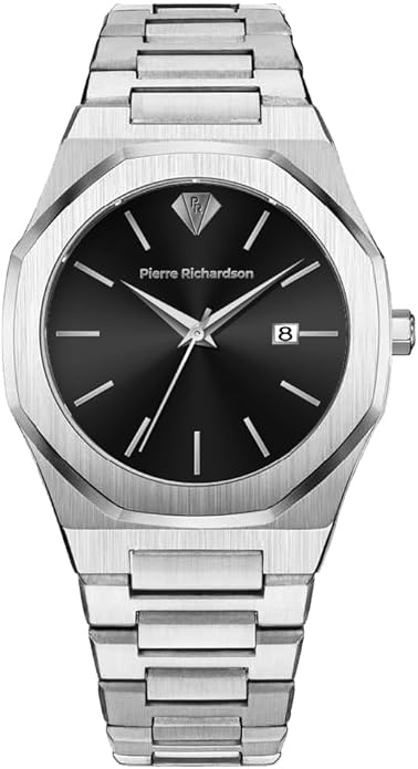 PIERRE RICHARDSON PR5428 Men’s Luxury Watch – Japanese Quartz Movement, Stainless Steel, 41mm, 5ATM Water Resistant, Scratch-Resistant Sapphire Crystal Glass – Classic Dress Watch for Men