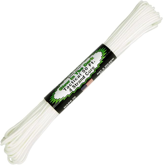 Paracord Planet Glow in The Dark 550lb Paracord – 4 Strand Luminous Parachute Cord for Nighttime Outdoor Utility – 50 ft