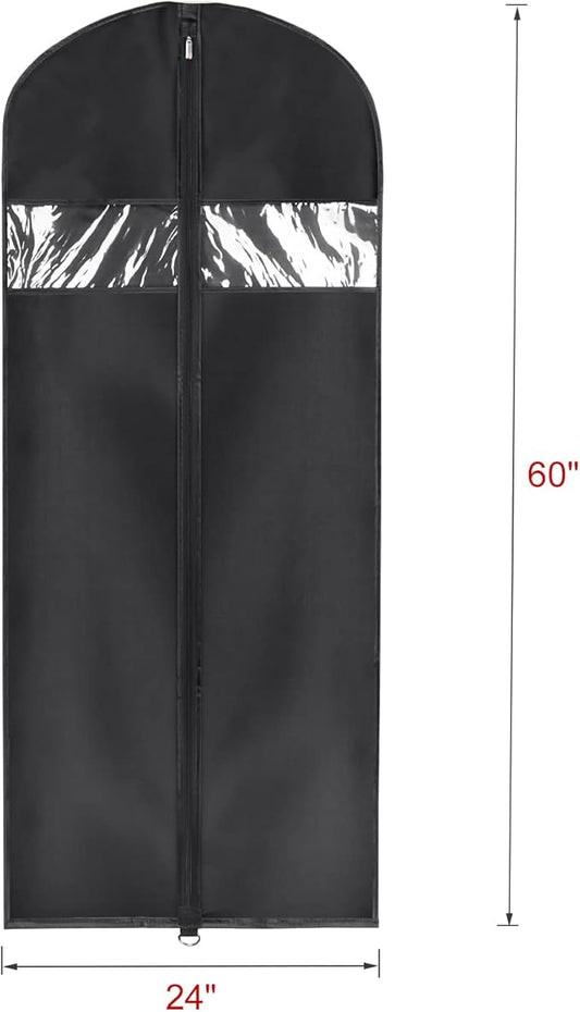 Univivi Garment Bag Suit Bag for Storage and Travel 60 inches, Lightweight Study Full Zipper Washable Suit Cover for Dresses, Suits, Coats, Set of 5