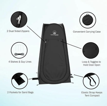 Pop Up Pod - Privacy Shower Tent, Dressing Room, or Portable Toilet Stall with Carry Bag for Camping, Beach, or Tailgate by Wakeman Outdoors