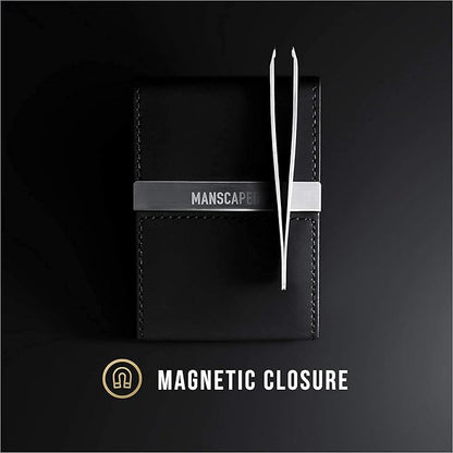 MANSCAPED® Shears 2.0 Tempered Stainless Steel Men's Nail Kit, Fingernail Clippers, Safety Scissors, Tweezers and Nail File, Travel Manicure Pedicure Set, 4-Piece Luxury Grooming Kit with Compact Case
